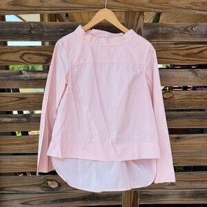 J.Crew Poplin Light Pink Long Sleeve Boat Neck Top